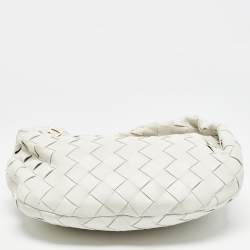 Pre Owned Bottega Veneta White Intrecciato Leather Mini BV Jodie Hobo