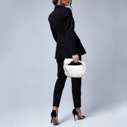 Pre Owned Bottega Veneta White Intrecciato Leather Mini BV Jodie Hobo