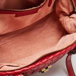 مملوكة مسبقًا Bottega Veneta Red Intrecciato Leather Pushlock Flap Satchel