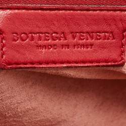 مملوكة مسبقًا Bottega Veneta Red Intrecciato Leather Pushlock Flap Satchel