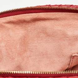 مملوكة مسبقًا Bottega Veneta Red Intrecciato Leather Pushlock Flap Satchel