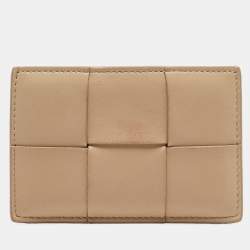 Bottega Veneta Cream Intrecciato Leather Cassette Flat Card Holder