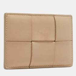 Bottega Veneta Cream Intrecciato Leather Cassette Flat Card Holder