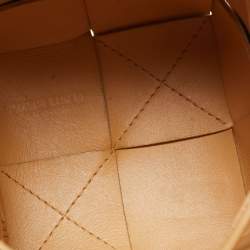Pre Owned Bottega Veneta Beige Intreccio Leather Mini Cassette Bucket Bag