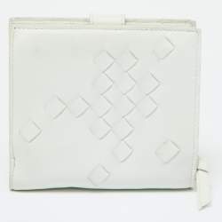 Bottega Veneta Off White Intrecciato Leather Compact Wallet