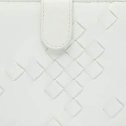 Bottega Veneta Off White Intrecciato Leather Compact Wallet