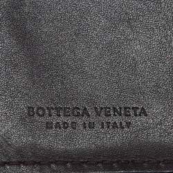 Pre Owned Bottega Veneta Brown Intrecciato Leather Business Card Case