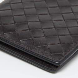 Pre Owned Bottega Veneta Brown Intrecciato Leather Business Card Case