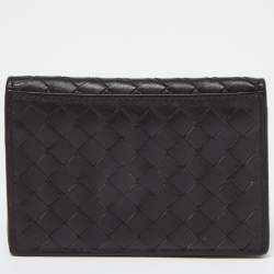 Pre Owned Bottega Veneta Brown Intrecciato Leather Business Card Case