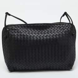 Pre Owned Bottega Veneta Black Intrecciato Nappa Leather Nodini Crossbody Bag