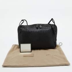 Pre Owned Bottega Veneta Black Intrecciato Nappa Leather Nodini Crossbody Bag