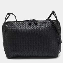 Pre Owned Bottega Veneta Black Intrecciato Nappa Leather Nodini Crossbody Bag