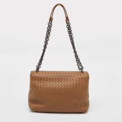 Pre Owned Bottega Veneta Brown Intrecciato Leather Medium Olimpia Shoulder Bag