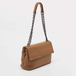 Pre Owned Bottega Veneta Brown Intrecciato Leather Medium Olimpia Shoulder Bag