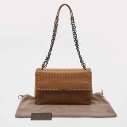 Pre Owned Bottega Veneta Brown Intrecciato Leather Medium Olimpia Shoulder Bag