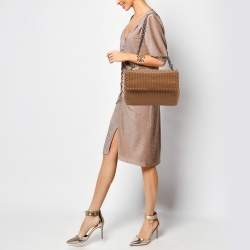 Pre Owned Bottega Veneta Brown Intrecciato Leather Medium Olimpia Shoulder Bag