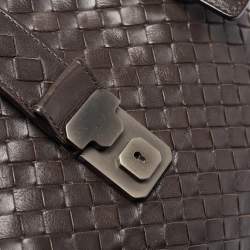 Bottega Veneta Dark Brown Intrecciato Leather Medium Roma Tote