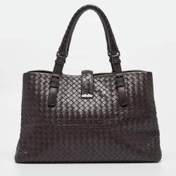 Bottega Veneta Dark Brown Intrecciato Leather Medium Roma Tote