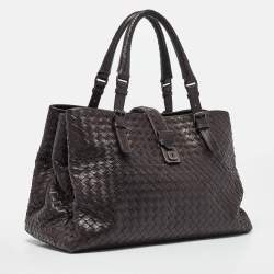 Bottega Veneta Dark Brown Intrecciato Leather Medium Roma Tote