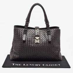 Bottega Veneta Dark Brown Intrecciato Leather Medium Roma Tote