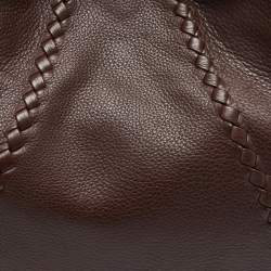 Pre Owned حقيبة هوبو بوتيغا فينيتا بيسبول جلد كيرفو أزرق كبيرة