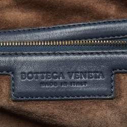 Pre Owned Bottega Veneta Blue Intrecciato Leather Large Veneta Hobo