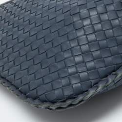 Pre Owned Bottega Veneta Blue Intrecciato Leather Large Veneta Hobo