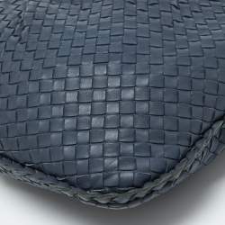 Pre Owned Bottega Veneta Blue Intrecciato Leather Large Veneta Hobo