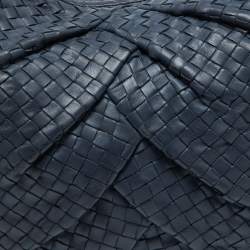 Pre Owned Bottega Veneta Blue Intrecciato Leather Large Veneta Hobo