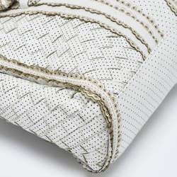 Pre Owned Bottega Veneta White/Beige Perforated Intrecciato Leather Tote