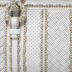 Pre Owned Bottega Veneta White/Beige Perforated Intrecciato Leather Tote