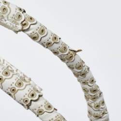 Pre Owned Bottega Veneta White/Beige Perforated Intrecciato Leather Tote