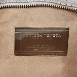 Pre Owned Bottega Veneta White/Beige Perforated Intrecciato Leather Tote