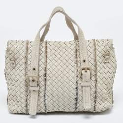 Pre Owned Bottega Veneta Cream Intrecciato Leather Vivo Cervo Satchel