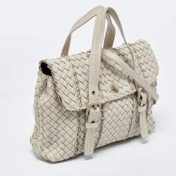 Pre Owned Bottega Veneta Cream Intrecciato Leather Vivo Cervo Satchel