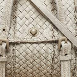Pre Owned Bottega Veneta Cream Intrecciato Leather Vivo Cervo Satchel