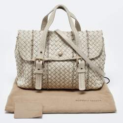 Pre Owned Bottega Veneta Cream Intrecciato Leather Vivo Cervo Satchel