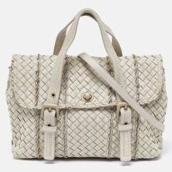 Pre Owned Bottega Veneta Cream Intrecciato Leather Vivo Cervo Satchel