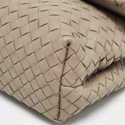 Pre Owned Bottega Veneta Grey Intrecciato Leather Small Olimpia Shoulder Bag