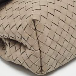 Pre Owned Bottega Veneta Grey Intrecciato Leather Small Olimpia Shoulder Bag