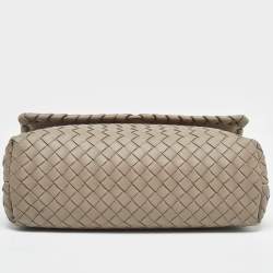 Pre Owned Bottega Veneta Grey Intrecciato Leather Small Olimpia Shoulder Bag