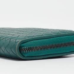 Bottega Veneta Dark Green Intrecciato Leather Continental Wallet