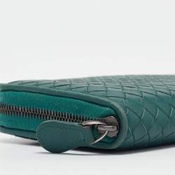 Bottega Veneta Dark Green Intrecciato Leather Continental Wallet