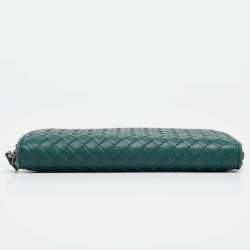 Bottega Veneta Dark Green Intrecciato Leather Continental Wallet