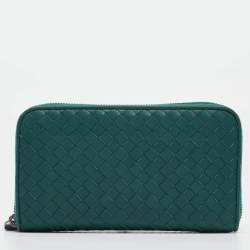 Bottega Veneta Dark Green Intrecciato Leather Continental Wallet