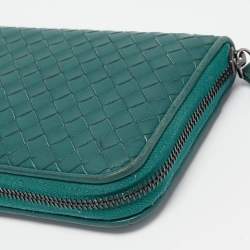 Bottega Veneta Dark Green Intrecciato Leather Continental Wallet