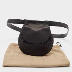 Pre Owned Bottega Veneta Black Intrecciato Leather Belt Bag