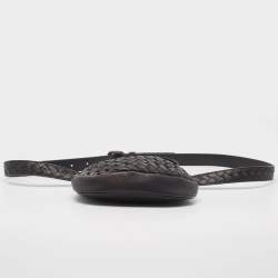Pre Owned Bottega Veneta Black Intrecciato Leather Belt Bag