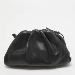 Pre Owned Bottega Veneta Black Leather Mini The Pouch Bag