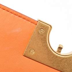 Pre Owned Bottega Veneta Orange Ostrich Leather BV Classic Shoulder Bag